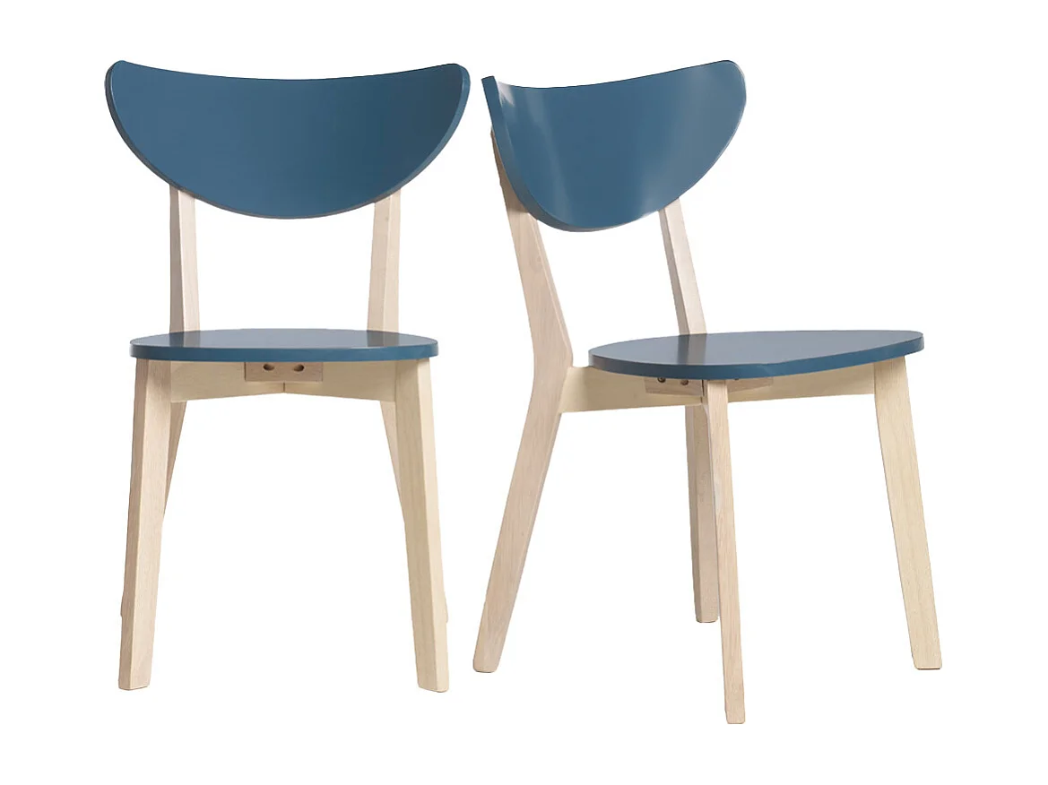 Set de 2 sillas nórdicas azul petróleo y madera clara LEENA