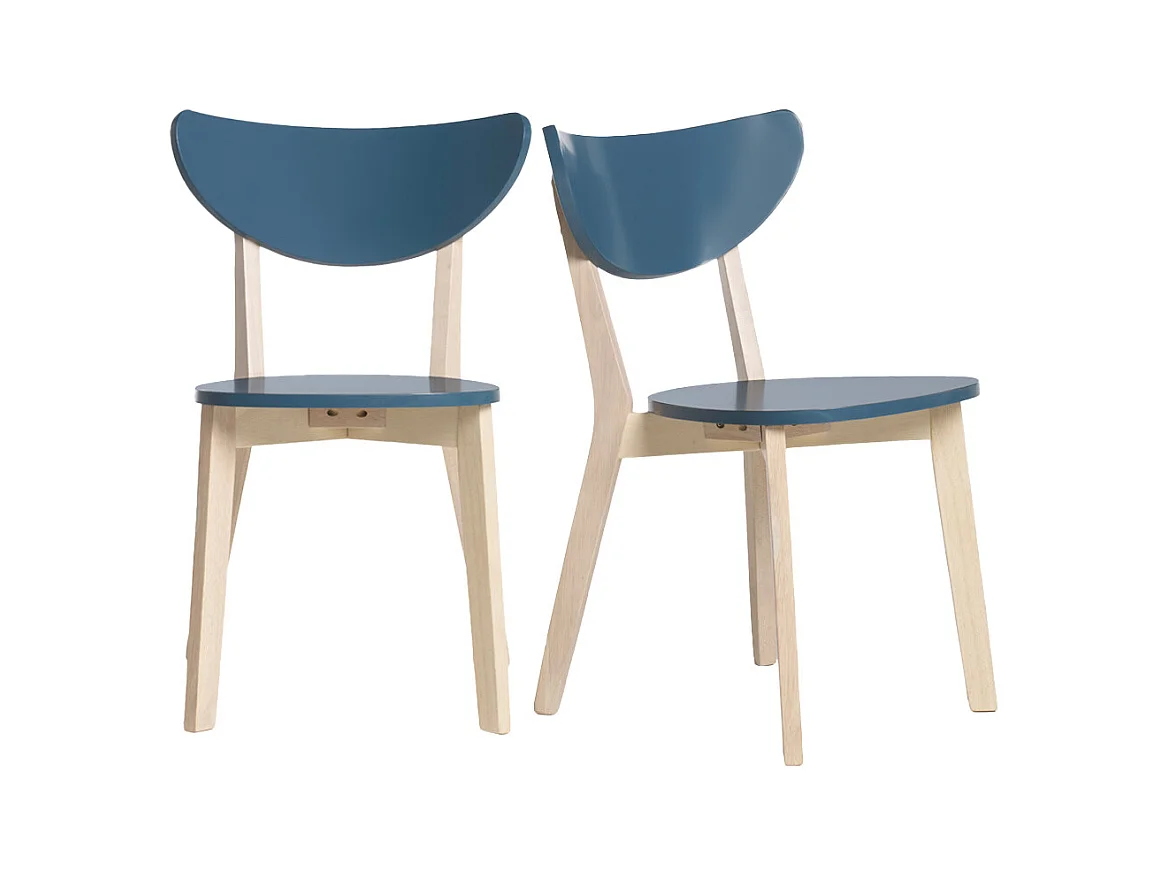 Chaises scandinaves bleu et bois clair (lot de 2) LEENA