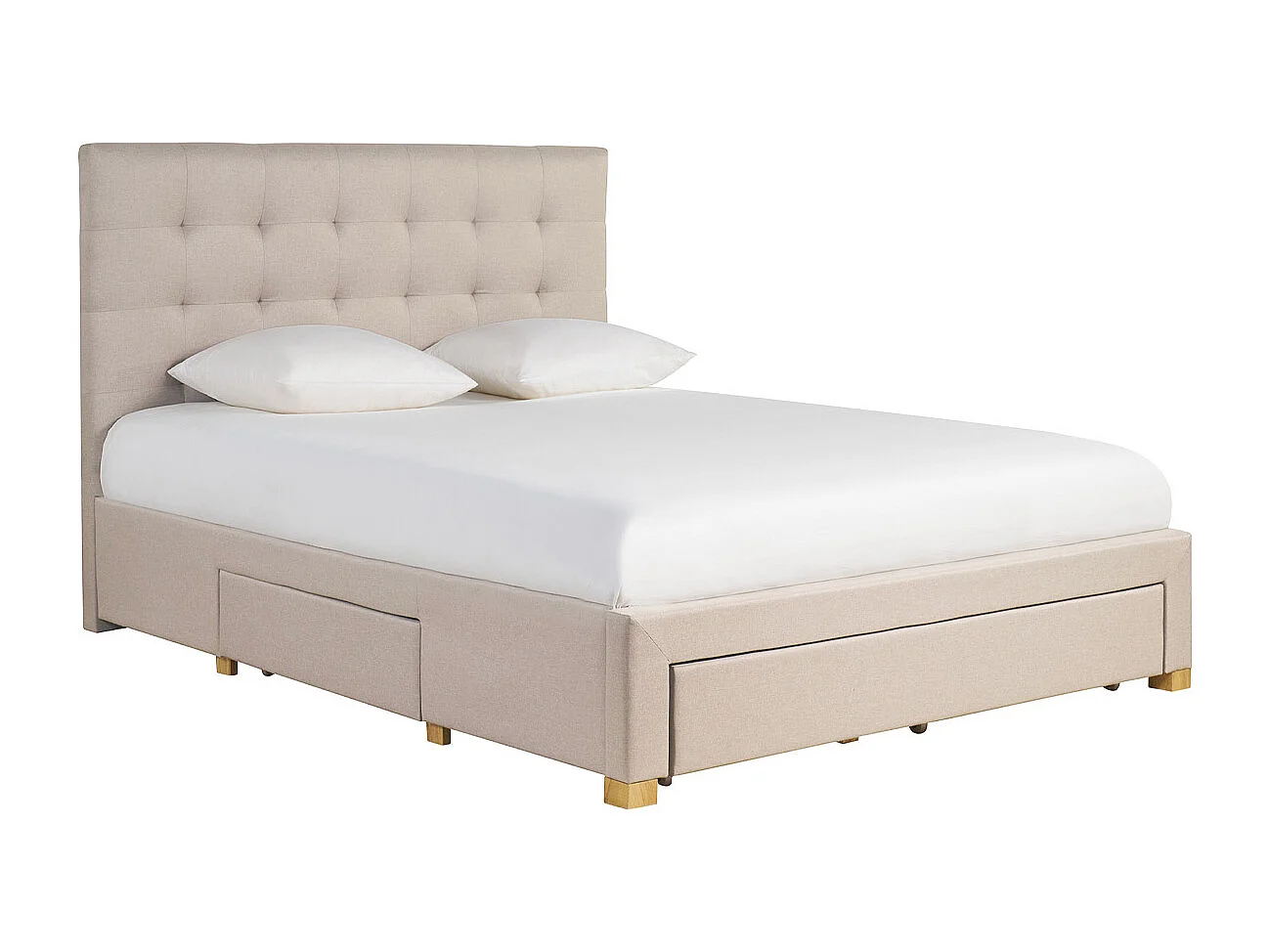 Letto con cassetti matrimoniale 160x200 cm in tessuto beige RENO