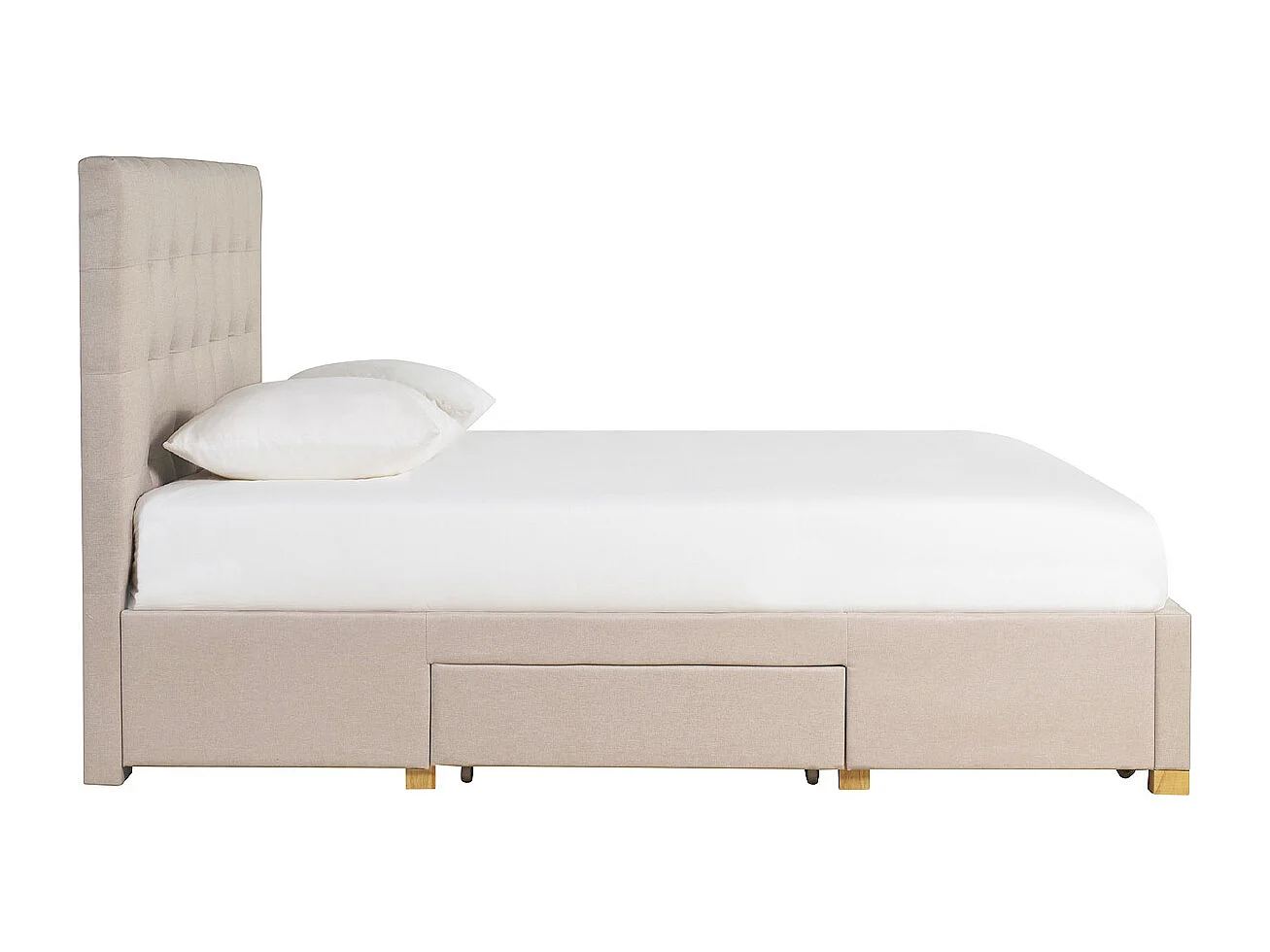 Letto con cassetti matrimoniale 160x200 cm in tessuto beige RENO