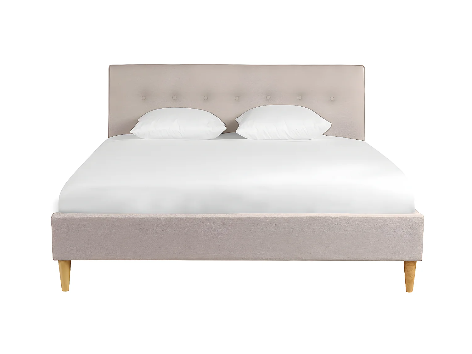 Letto matrimoniale 160x200 cm con testata letto in tessuto beige LEONCE