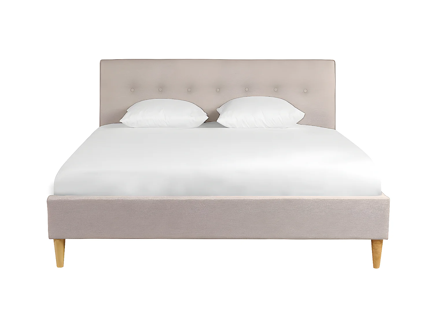 Letto matrimoniale 160x200 cm con testata letto in tessuto beige LEONCE