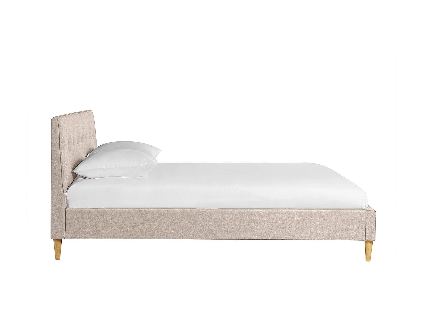 Cama 2 plazas 160 x 200 cm con cabecero de cama de tela beige LEONCE
