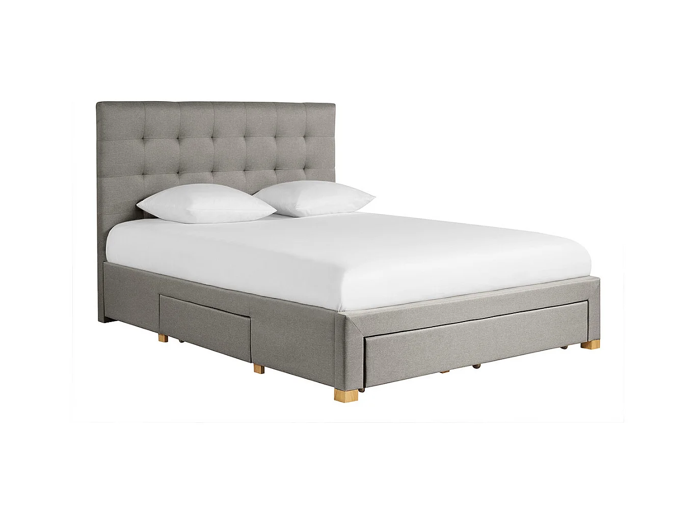 Bett mit Schubladen 160x200 cm in hellgrauem Stoff RENO