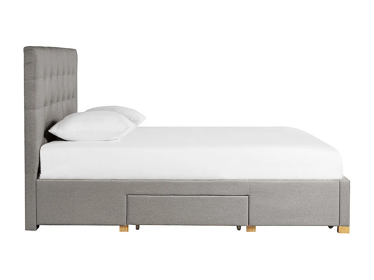 Letto con cassetti matrimoniale 160x200 cm in tessuto grigio chiaro RENO