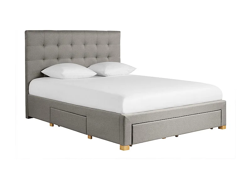 Letto con cassetti matrimoniale 160x200 cm in tessuto grigio chiaro RENO