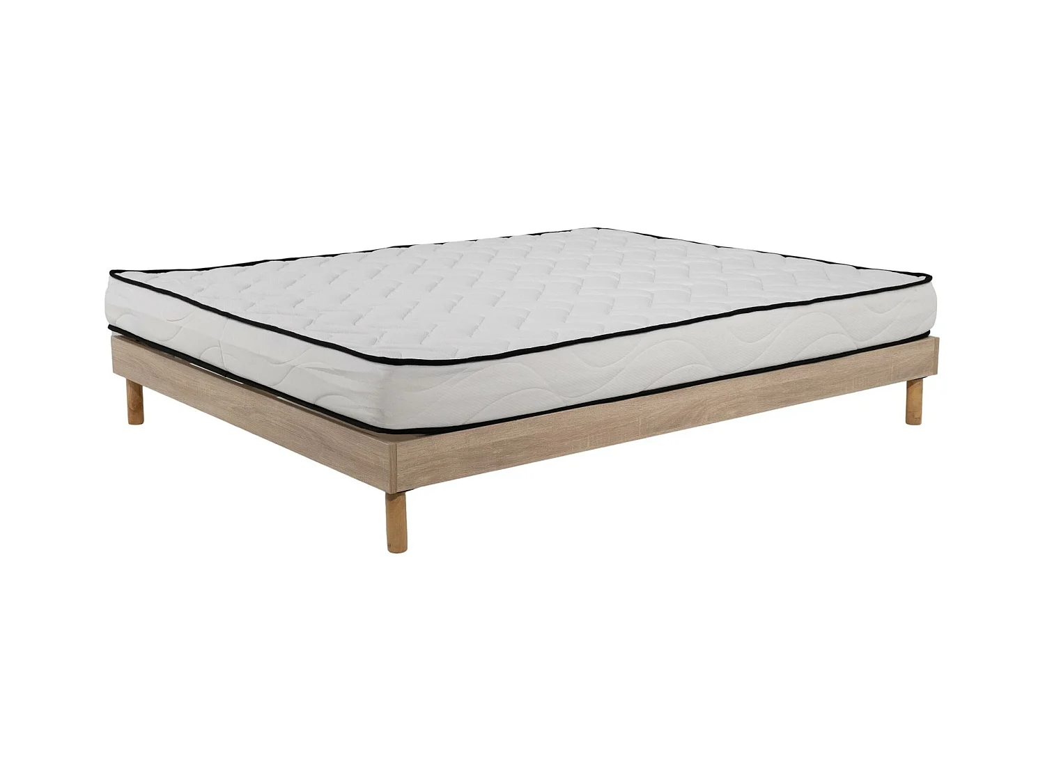 Ensemble Matelas mousse Confort - 140x200cm - mousse - 18 cm et Sommier kit couleur chêne