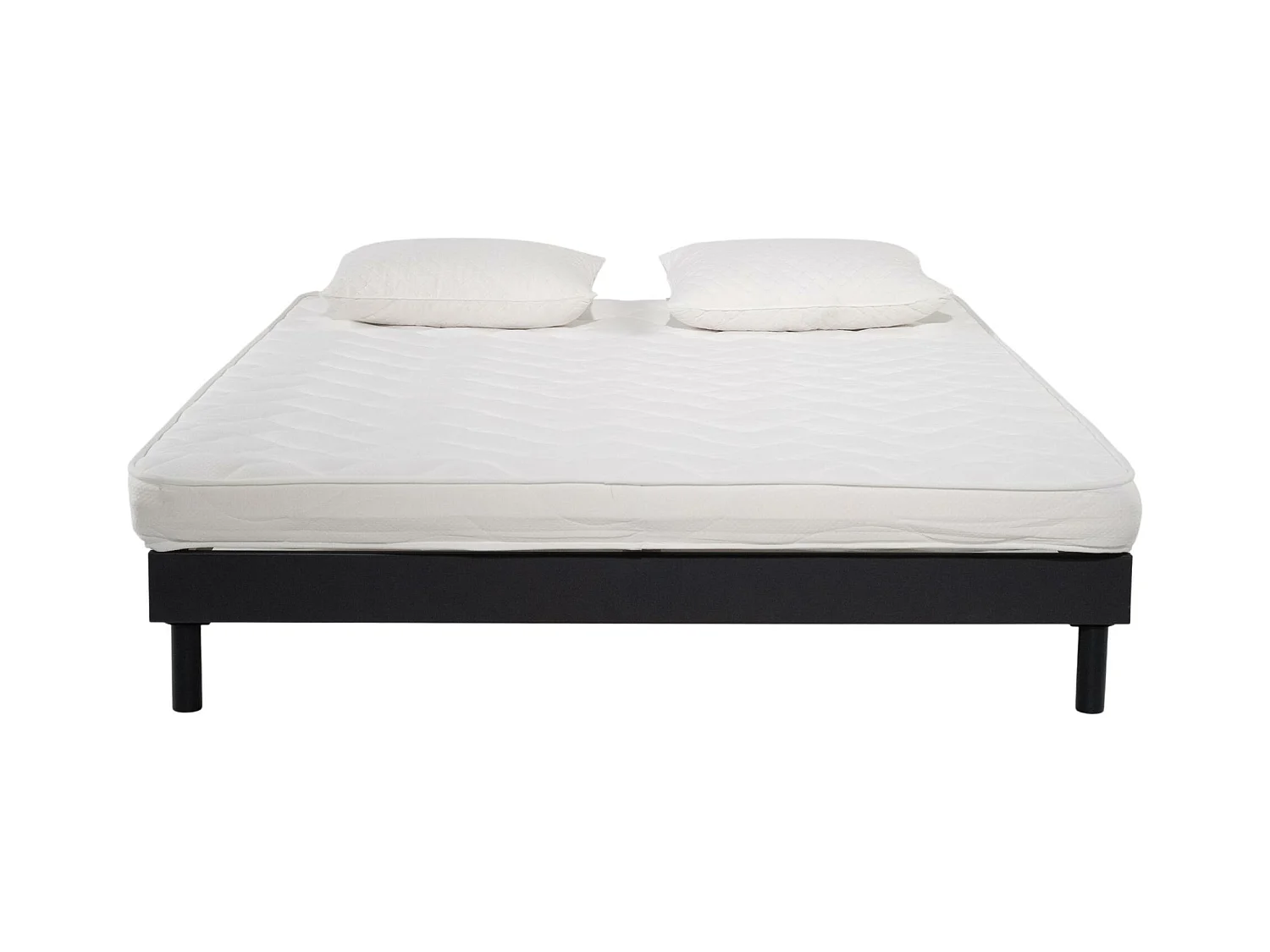 Ensemble Matelas mousse ECO - 140x200cm et 2 Oreillers 50x70 - mousse et Sommier kit gris