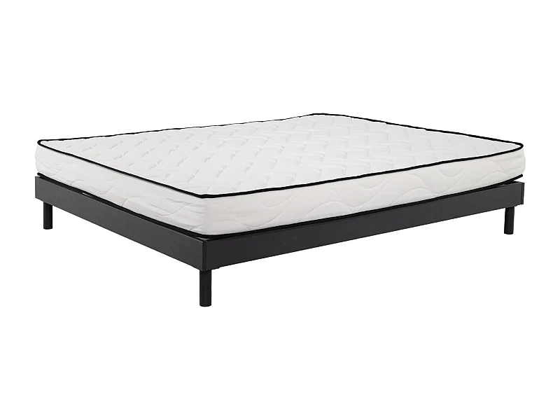 Ensemble Matelas mousse Confort - 140x200cm - mousse - 18 cm et Sommier kit gris