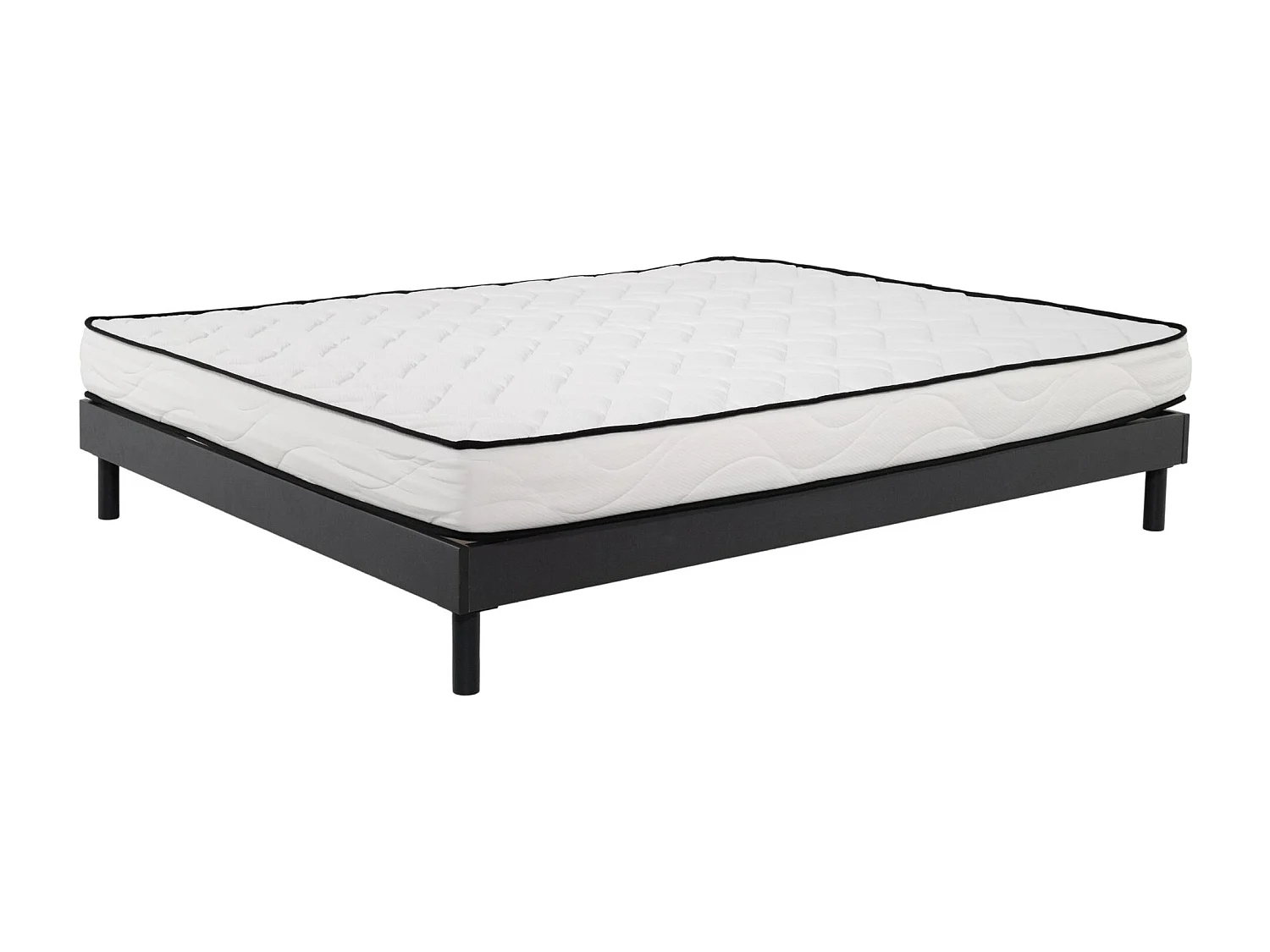 Ensemble Matelas mousse Confort - 140x200cm - mousse - 18 cm et Sommier kit gris