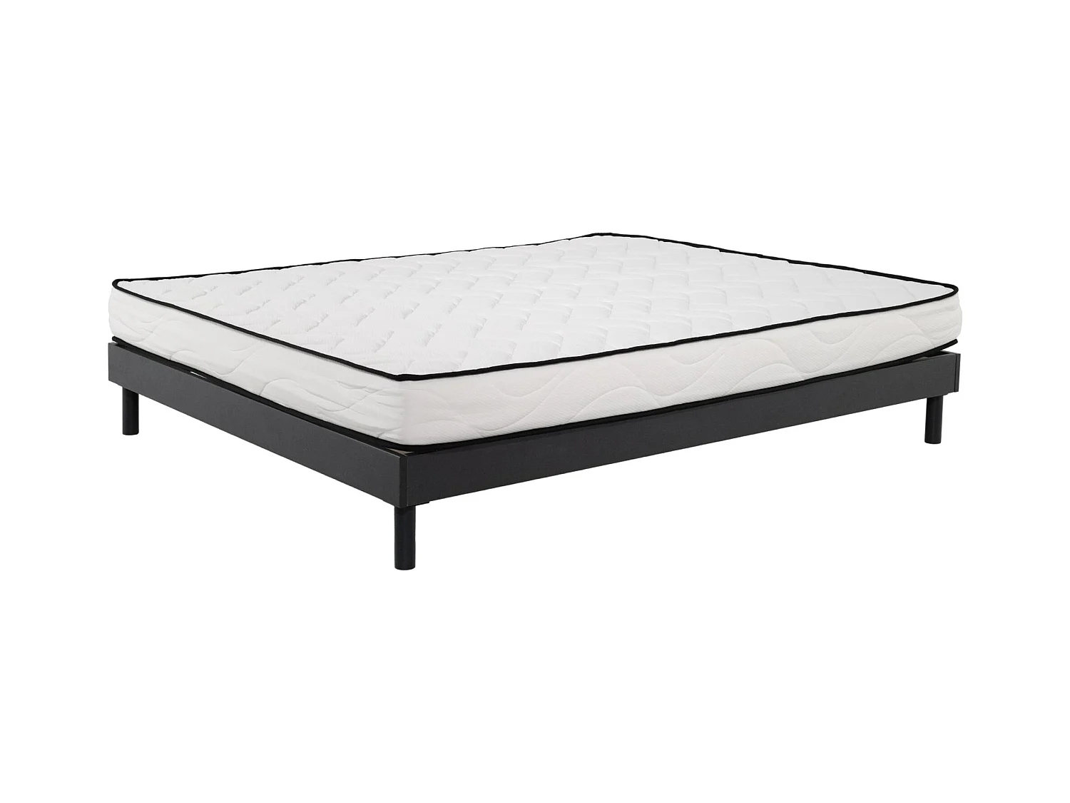 Ensemble Matelas mousse Confort - 140x200cm - mousse - 18 cm et Sommier kit gris
