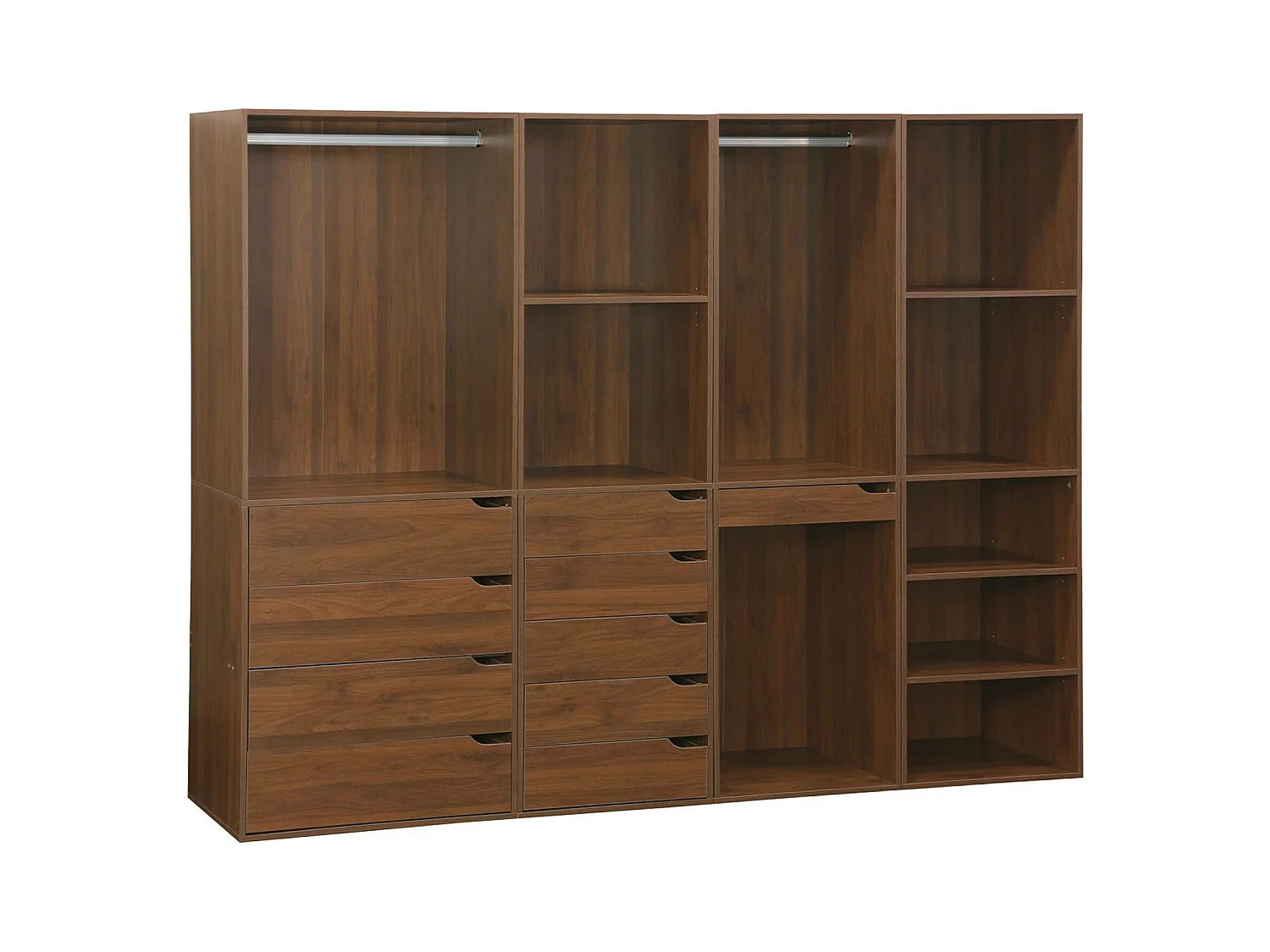 Vestidor módulo de 4 elementos nogal