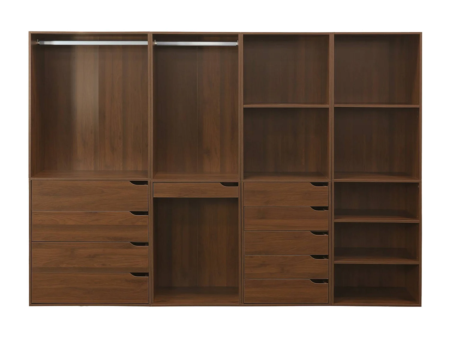 Kit armadio modulare con 4 unità, marrone