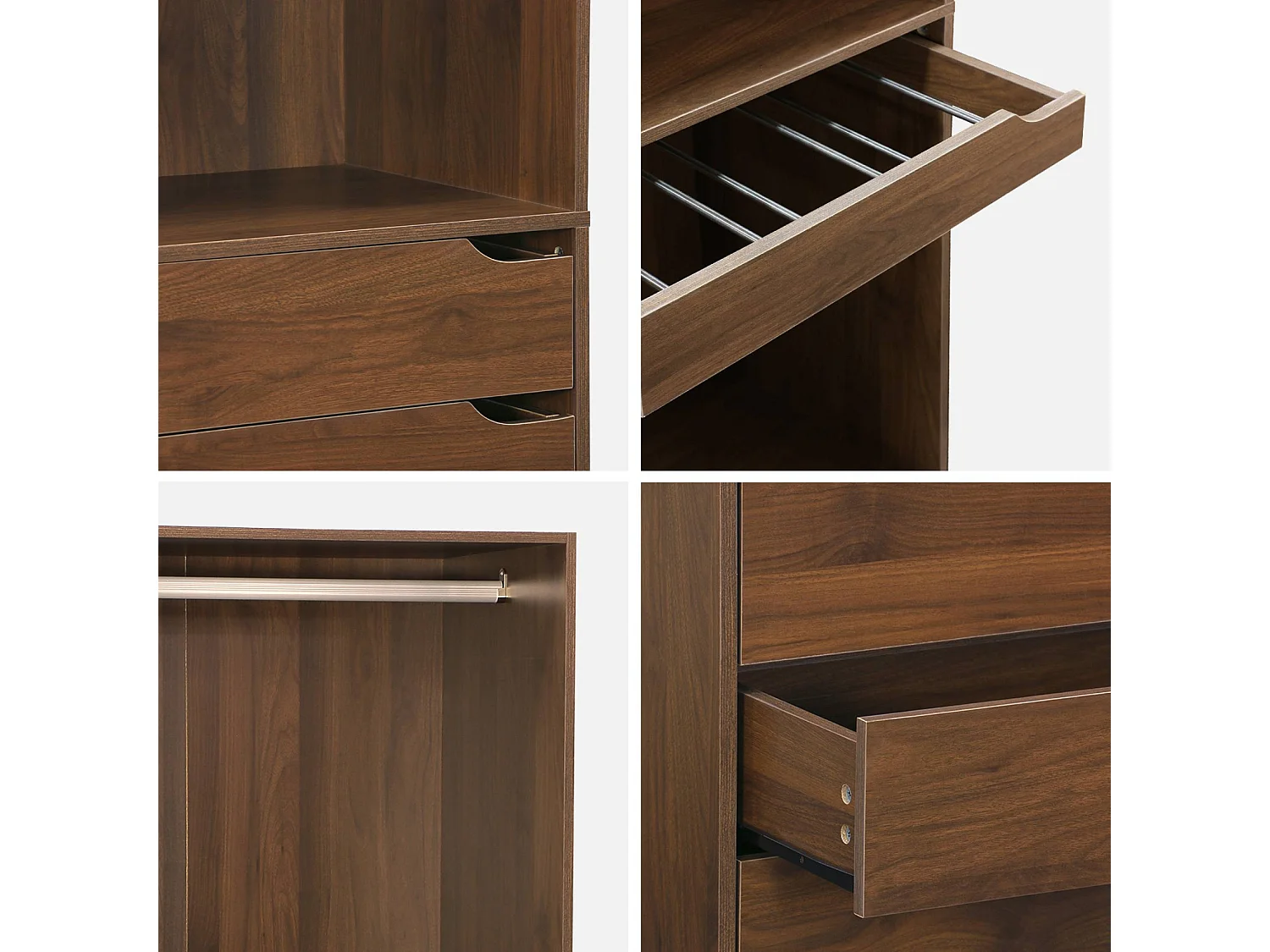 Kit dressing modulable avec 4 éléments. noyer. panneaux stratifiés