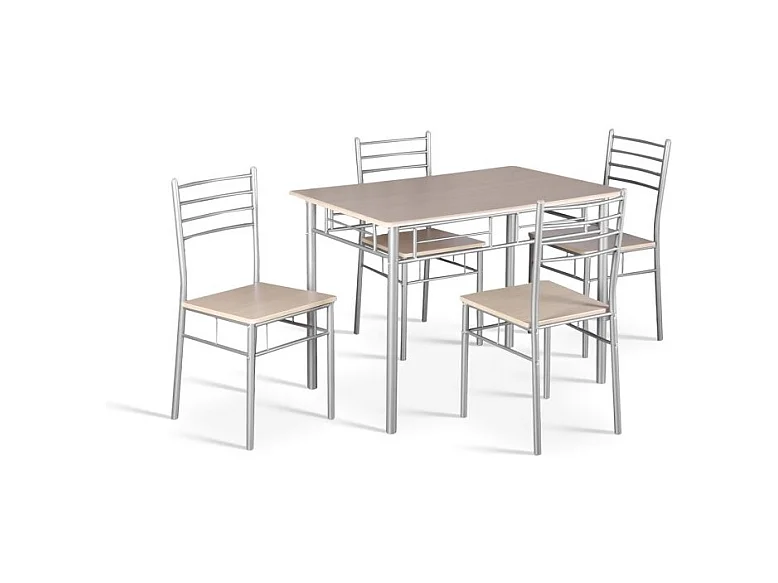 Table à manger avec ses 4 chaises collection AMALIA idéal petit espace - Papier décor chêne sonoma