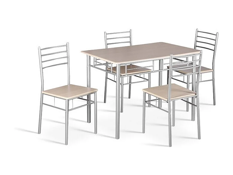 Table à manger avec ses 4 chaises collection AMALIA idéal petit espace - Papier décor chêne sonoma