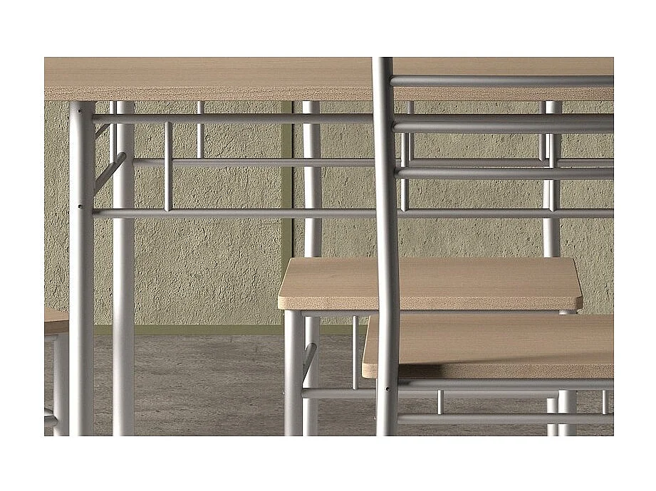 Table à manger avec ses 4 chaises collection AMALIA idéal petit espace - Papier décor chêne sonoma