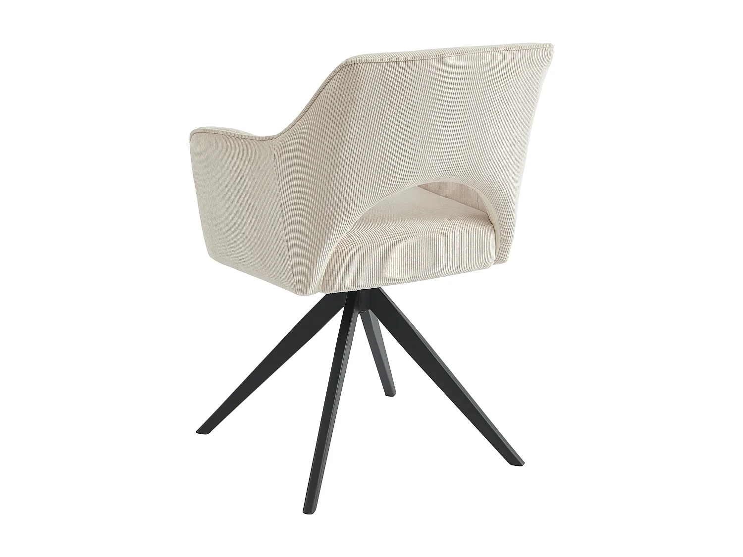 Lot de 2 chaises pivotantes avec accoudoirs en velours côtelé et métal noir - Crème - KONYA