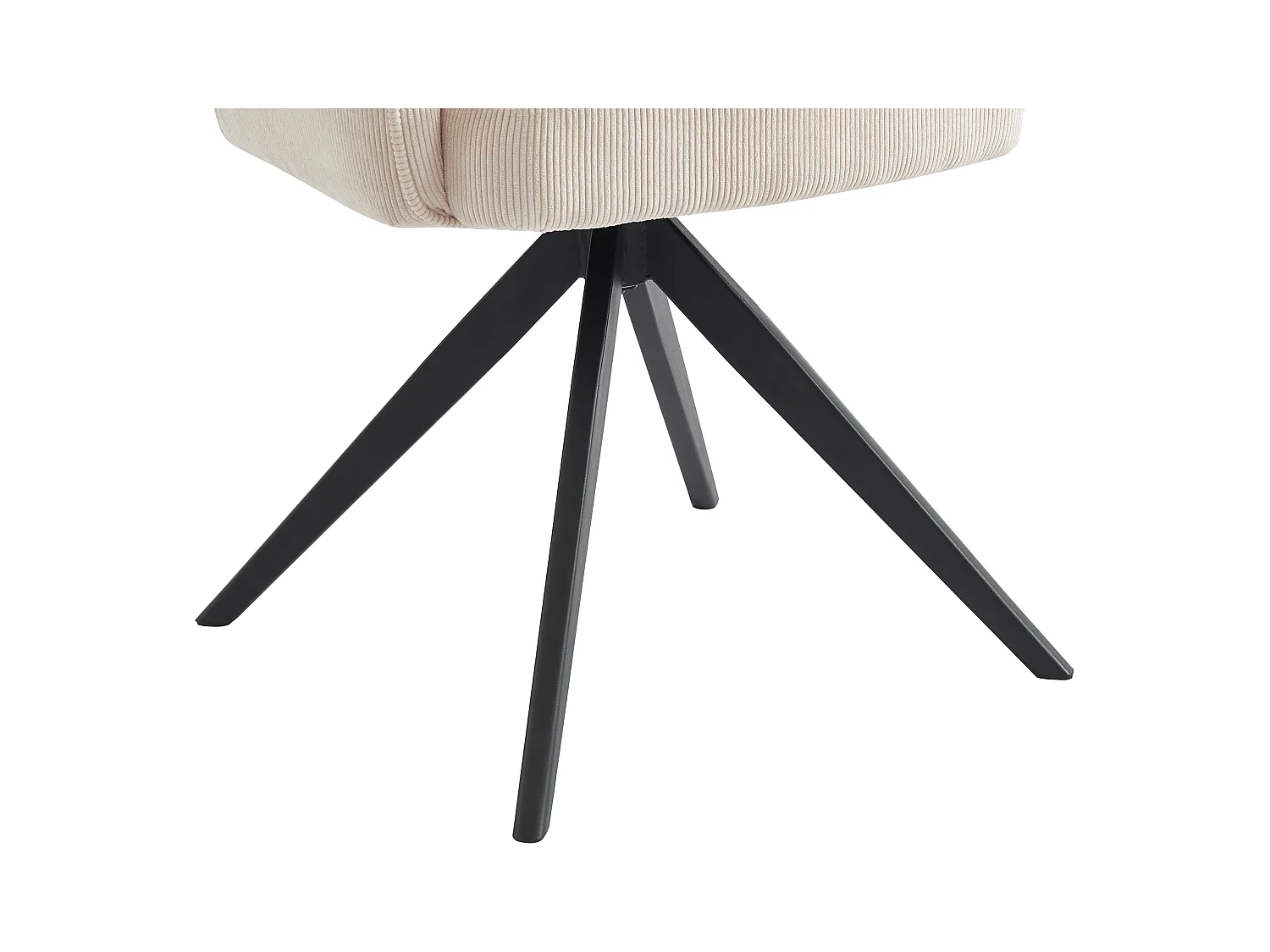 Set van 6 draaistoelen met armleuningen van ribfluweel en zwart metaal - Crèmewit - KONYA