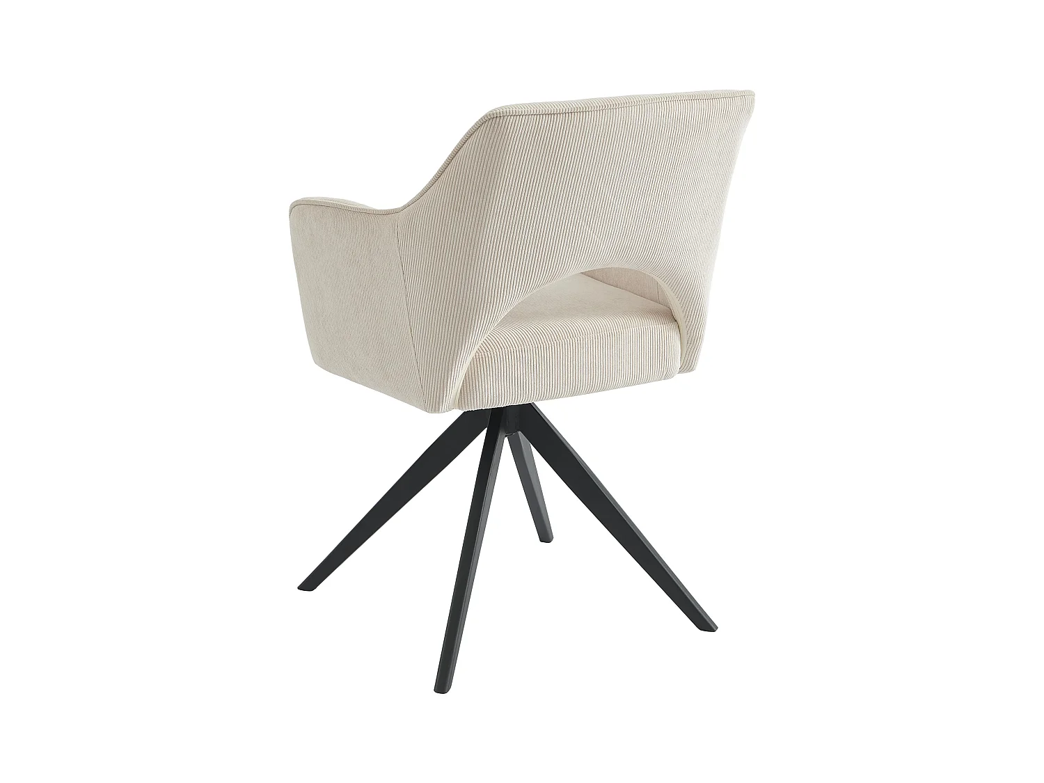 Set van 6 draaistoelen met armleuningen van ribfluweel en zwart metaal - Crèmewit - KONYA