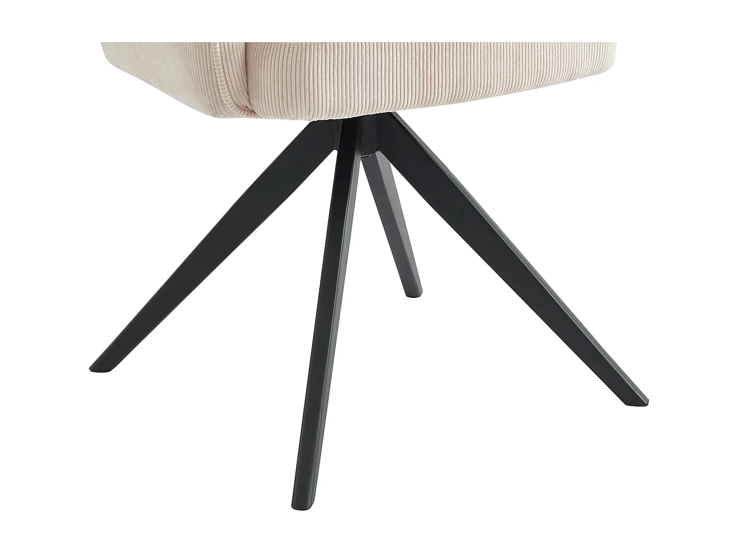 Set van 6 draaistoelen met armleuningen van ribfluweel en zwart metaal - Crèmewit - KONYA