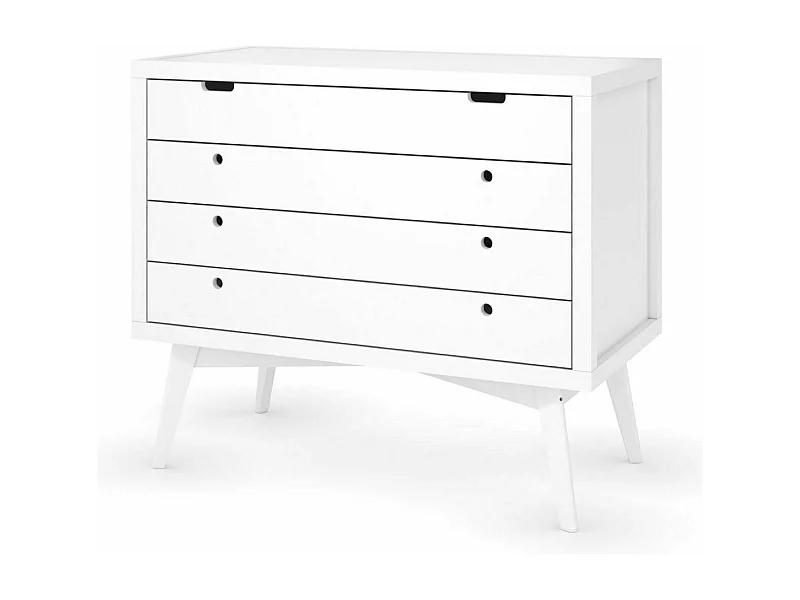 Commode 4 tiroirs  bois massif blanc MARLEY