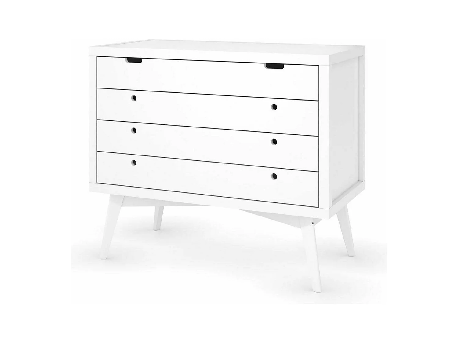 Commode 4 tiroirs  bois massif blanc MARLEY