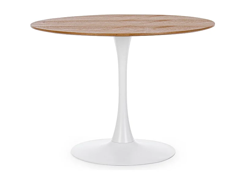 Table à manger ronde tulipe en métal blanc L100 - BLOSSOM