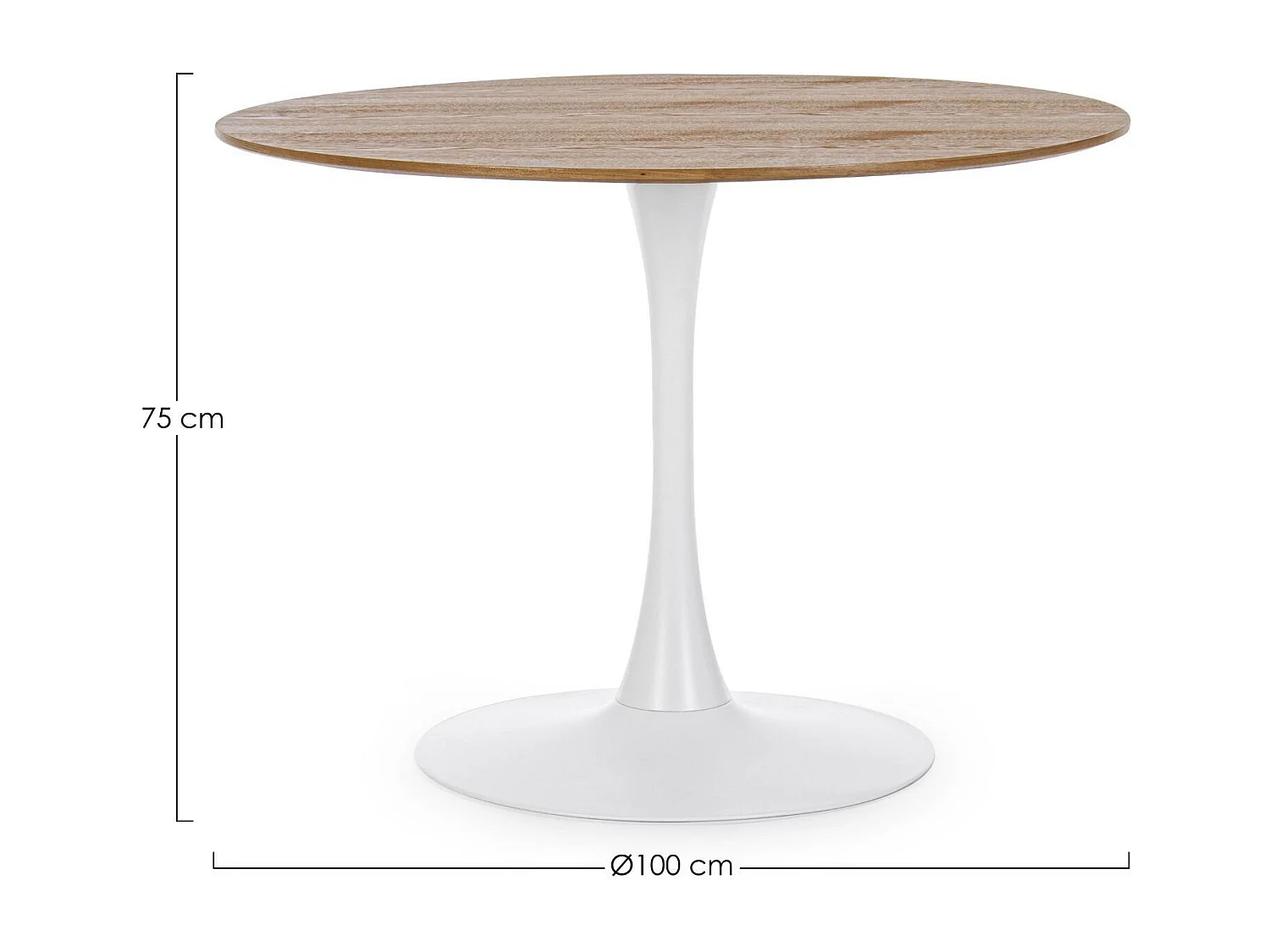 Table à manger ronde tulipe en métal blanc L100 - BLOSSOM