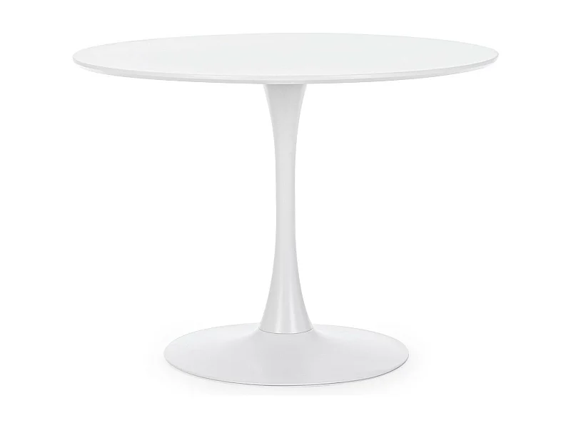 Table à manger ronde tulipe en métal blanc L100 - BLOSSOM