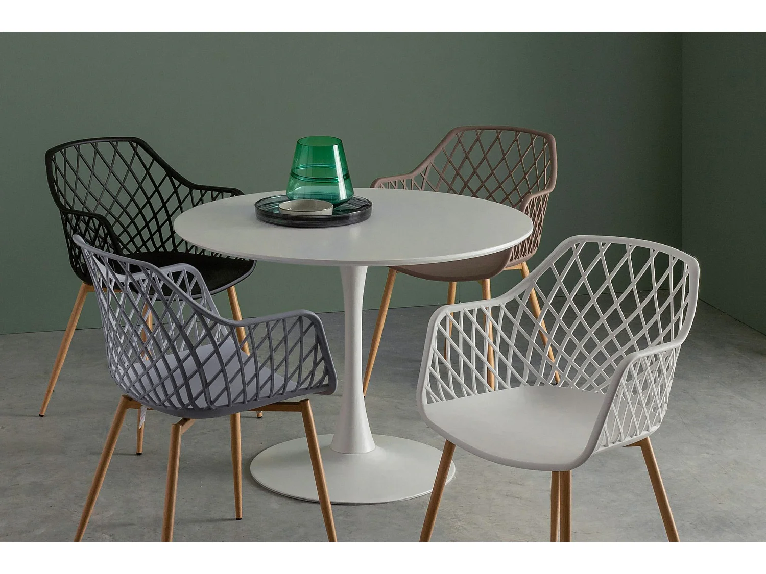 Table à manger ronde tulipe en métal blanc L100 - BLOSSOM