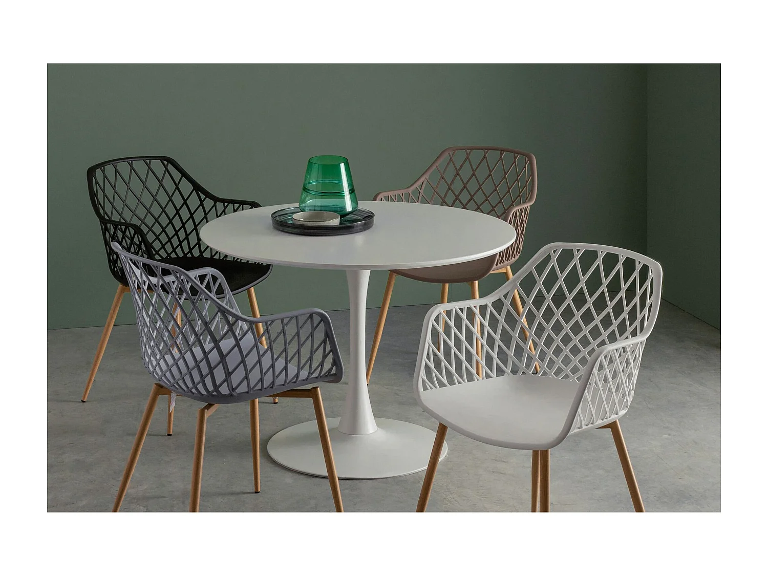 Table à manger ronde tulipe en métal blanc L100 - BLOSSOM