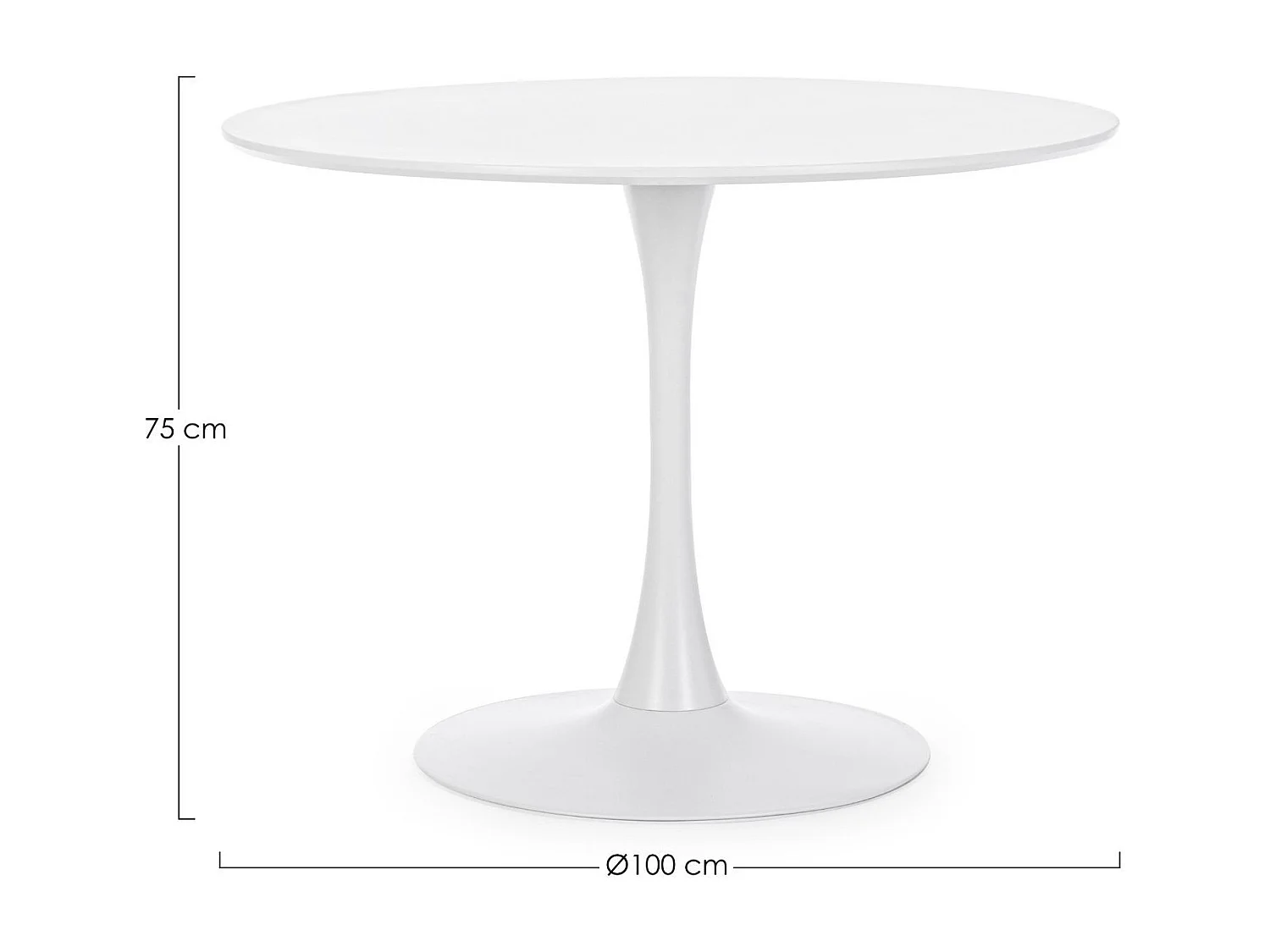 Table à manger ronde tulipe en métal blanc L100 - BLOSSOM