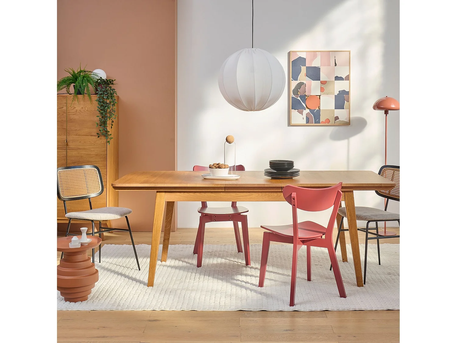 Table à manger extensible en bois massif bronze 6/12 places L160/240 - MALLET