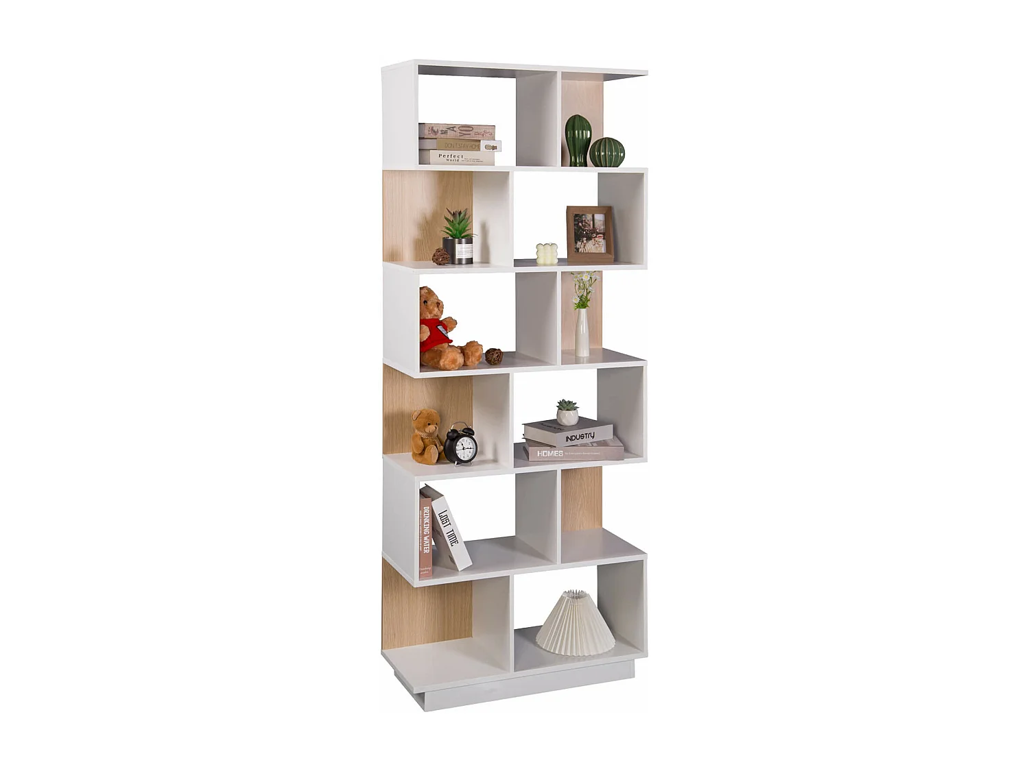Estantería Rebecca Mobili Silene 180x70x29,5 Aglomerado Blanco Marrón Claro Moderno