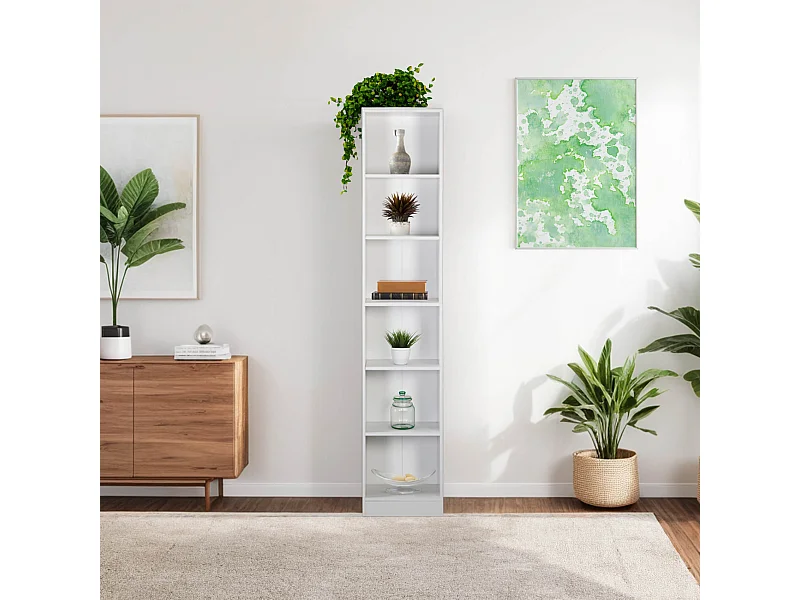 Libreria Rebecca Mobili Akras 200x40x29,5 Truciolato Bianco Moderno