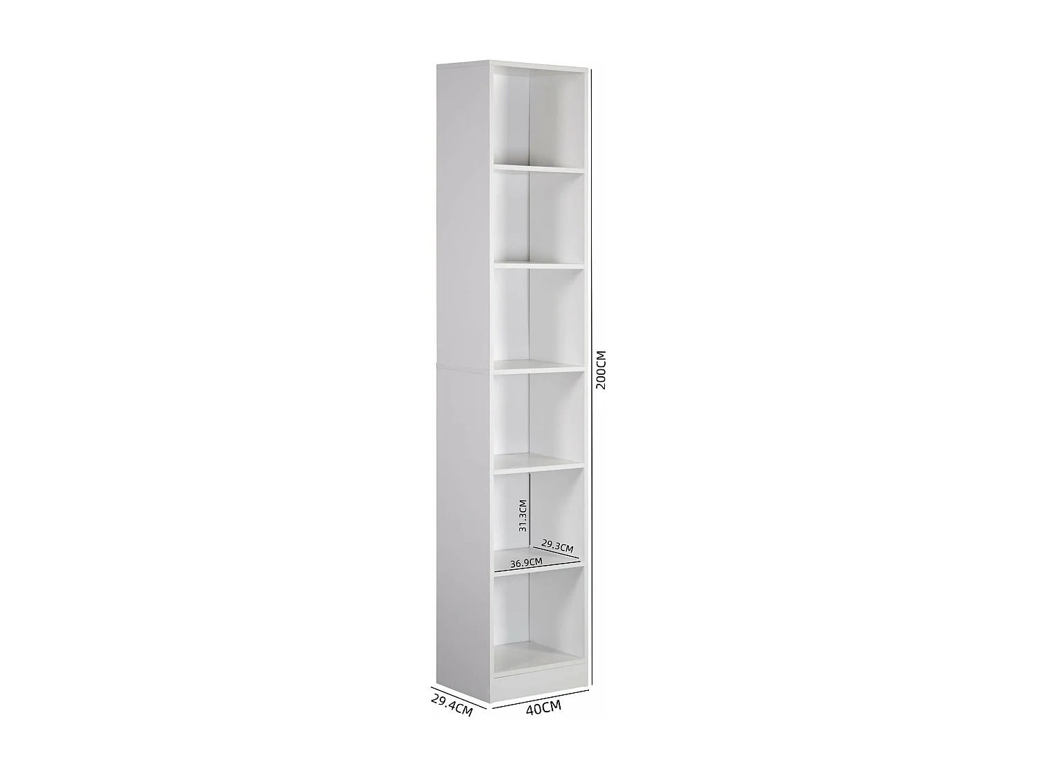 Bibliothèque Akras 200x40x29,5 Aggloméré Blanc Moderne