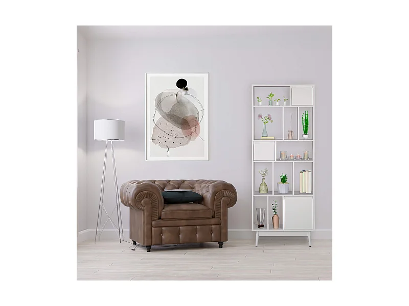 Bibliothèque Mawar 187x70x29,5 Aggloméré Bois Blanc Moderne