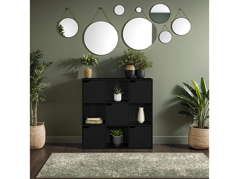 Libreria Rebecca Mobili Kachnar 90x90x30 Truciolato Nero Moderno