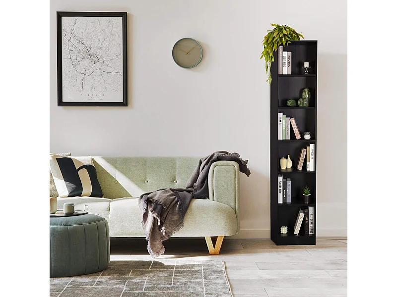 Libreria Rebecca Mobili Suyuk 200x40x29,5 Truciolato Nero Moderno