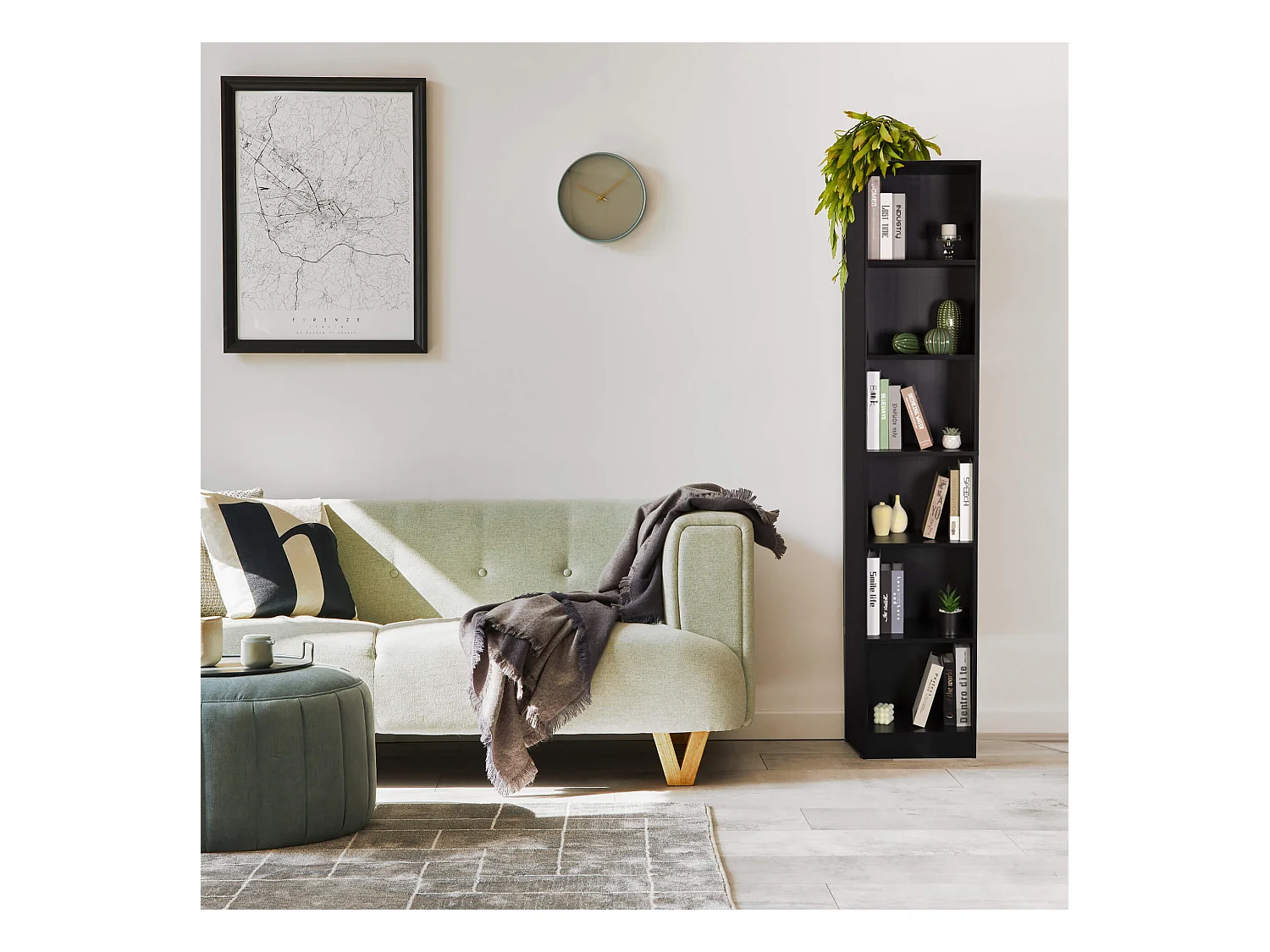 Libreria Rebecca Mobili Suyuk 200x40x29,5 Truciolato Nero Moderno