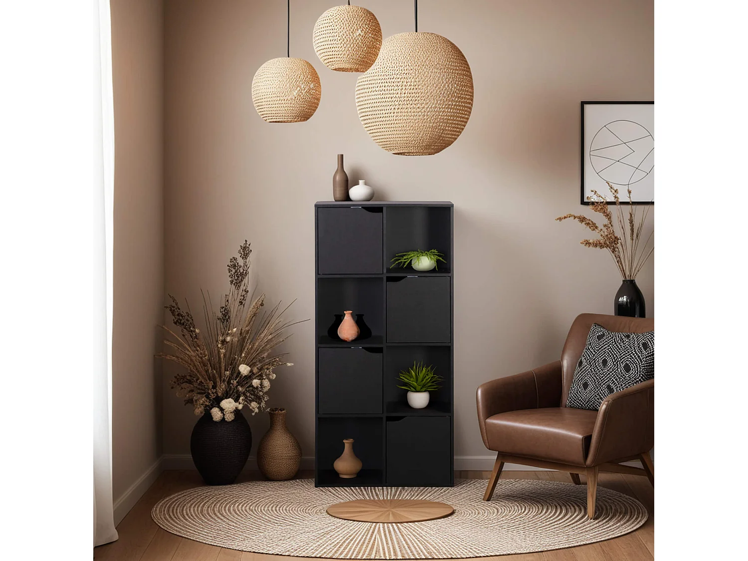 Libreria Rebecca Mobili Rofia 119x60x29 Truciolato Nero Moderno