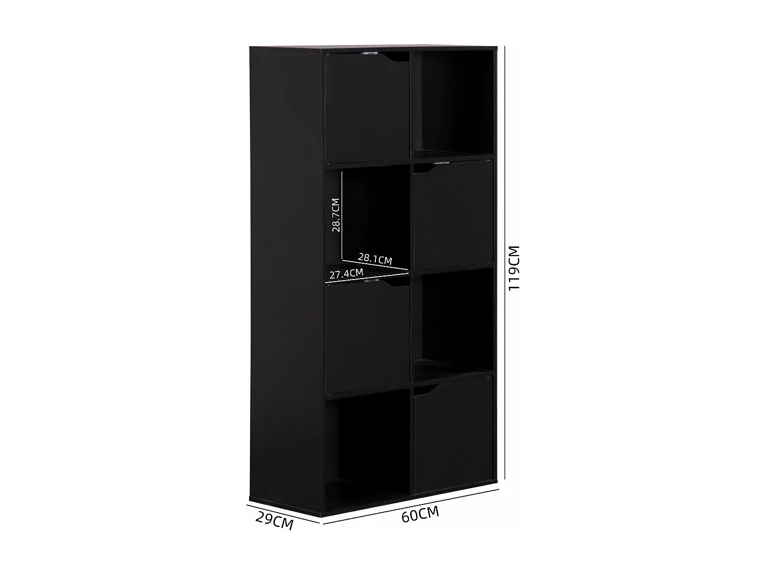 Bibliothèque Rofia 119x60x29 Aggloméré Noir Moderne