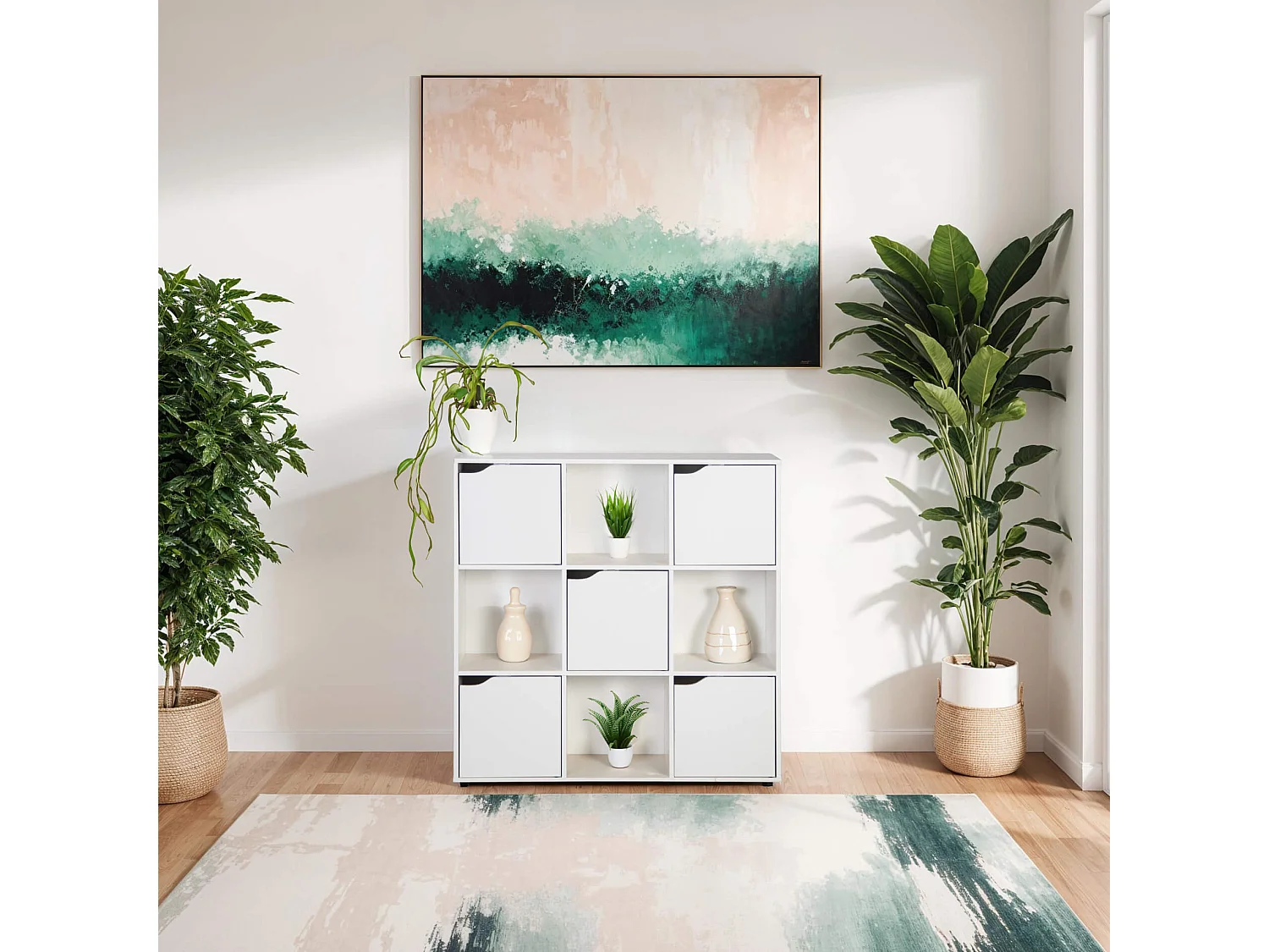 Libreria Rebecca Mobili Vesparia 90x90x30 Truciolato Bianco Moderno