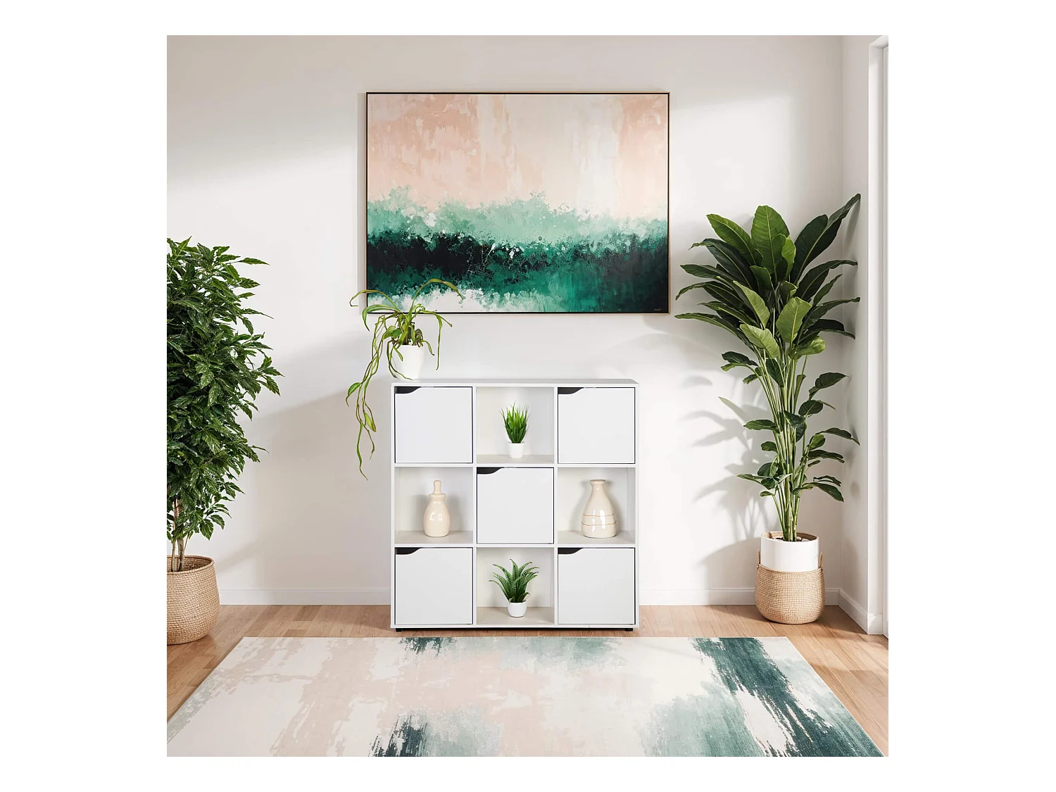 Estantería Rebecca Mobili Vesparia 90x90x30 Aglomerado Blanco Moderno