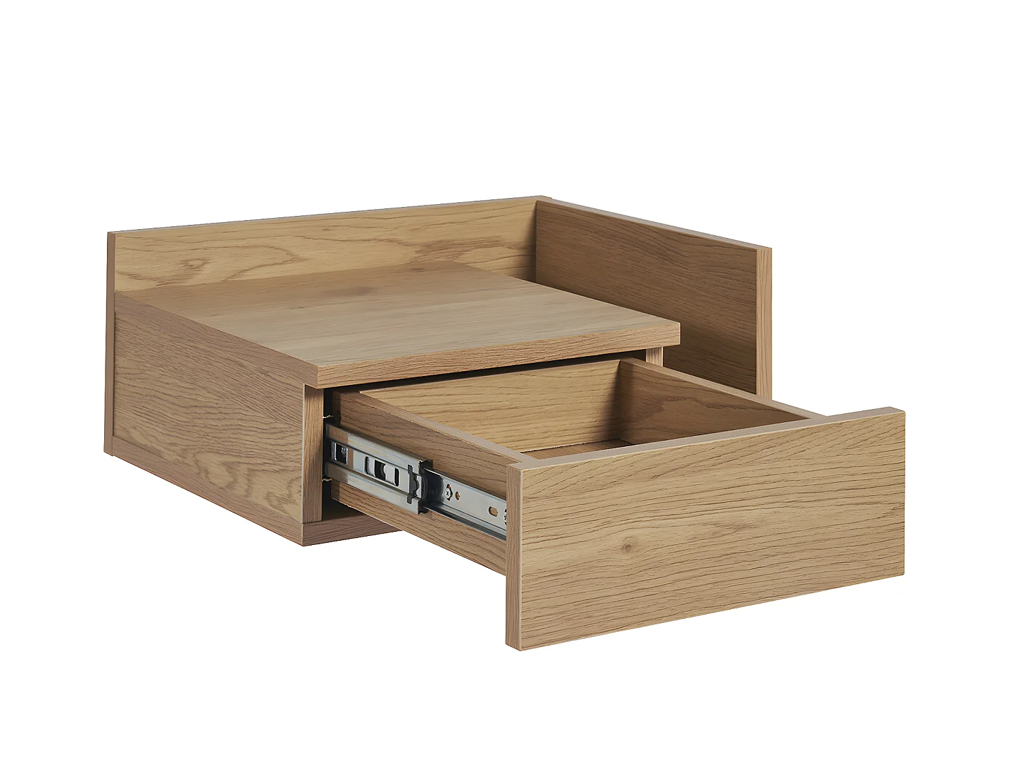 Set de 2 mesillas de noche de pared con acabado roble claro con cajón NASTY