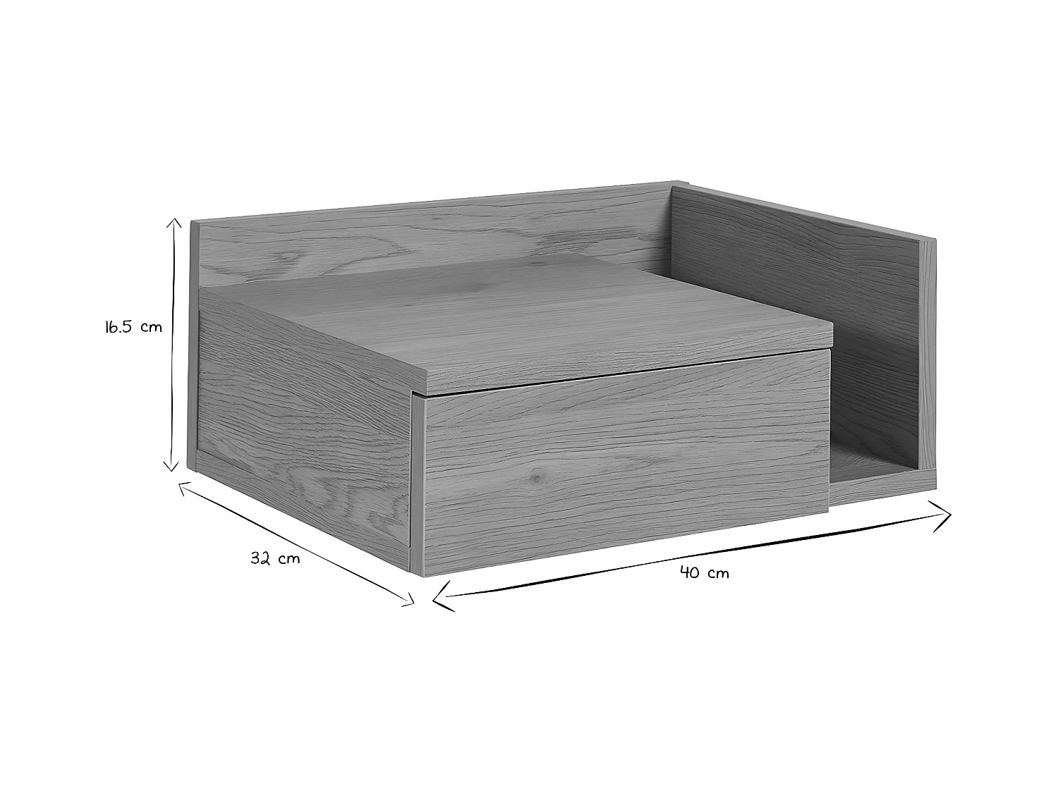 Set de 2 mesillas de noche de pared con acabado roble claro con cajón NASTY