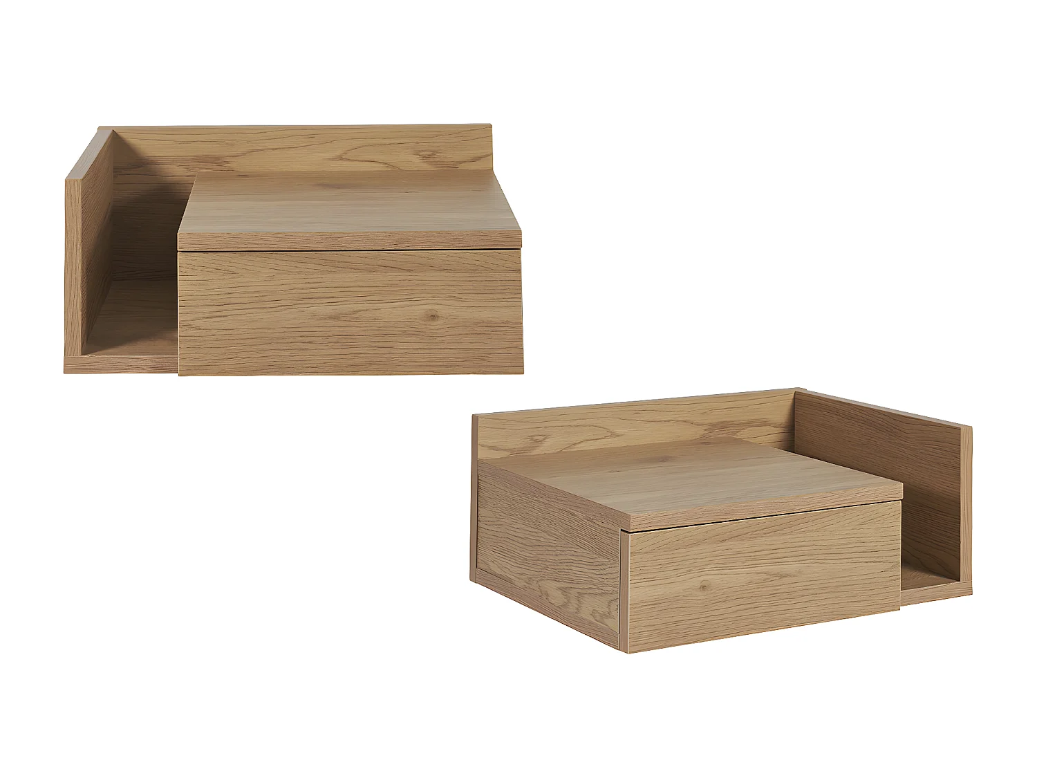 Comodini pensili finitura legno rovere chiaro con cassetto L40 cm (set di 2) NASTY