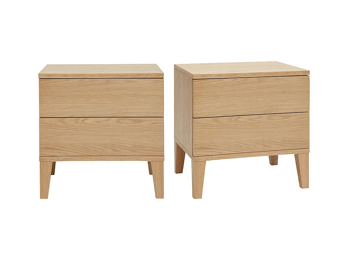 Comodini scandinavi 2 cassetti legno rovere chiaro (set di 2) FREDDY