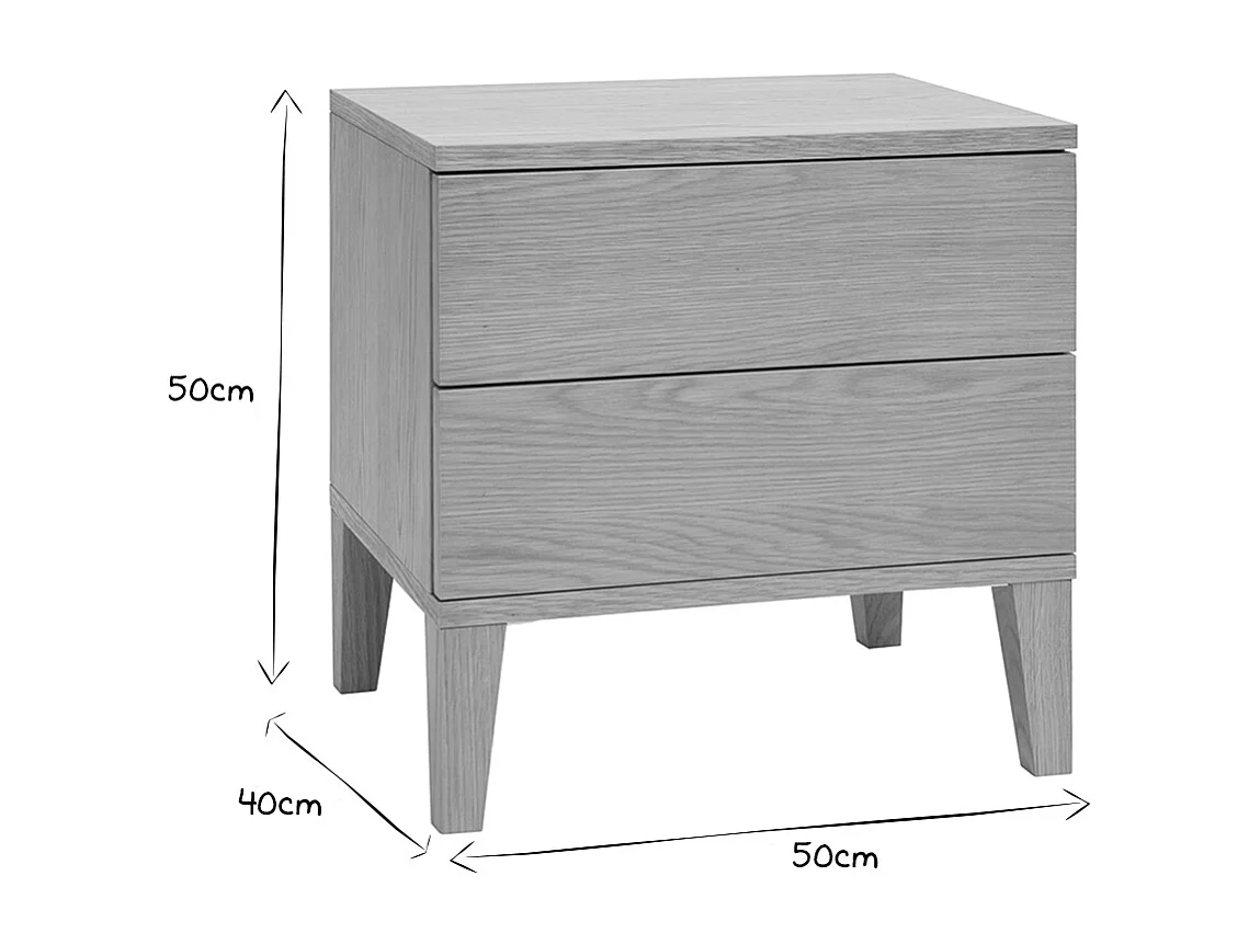 Comodini scandinavi 2 cassetti legno rovere chiaro L50 cm (set di 2) FREDDY